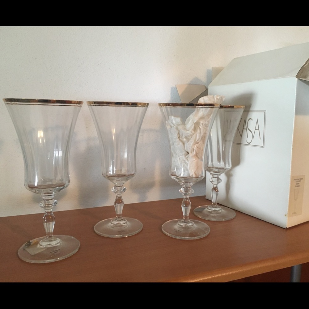 Vintage Mikasa Jamestown Gold Goblets (4)